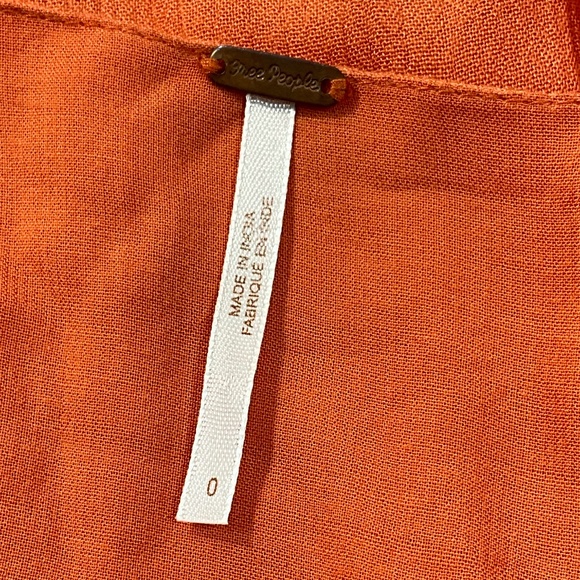 Free People Boho Floral Mini Dress Orange Bell Sleeve Surplice V-Neck Size 0 - Picture 10 of 12